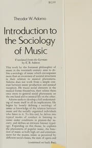 Obálka knihy Introduction to the Sociology of Music