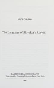 Obálka knihy The language of Slovakia's Rusyns