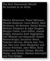 Obálka knihy The next Documenta should be curated by an artist